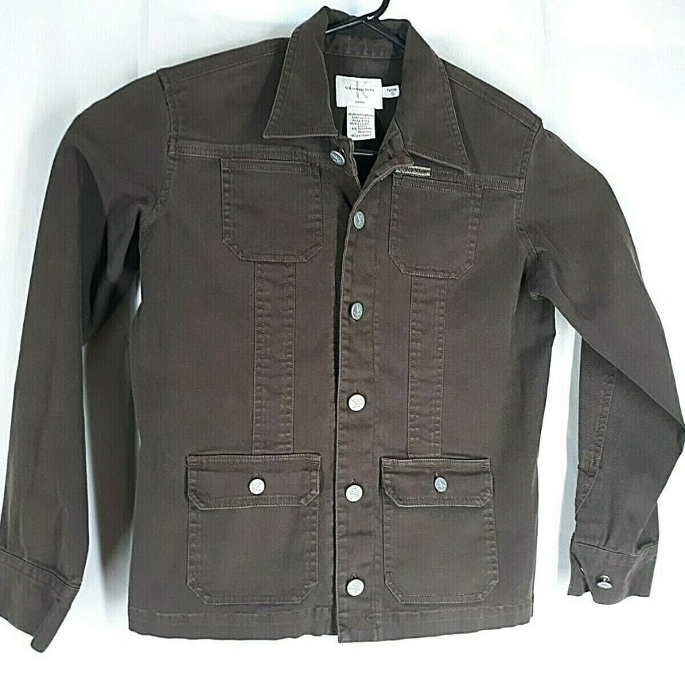 Womens Calvin Klein Jean jacket Brown Sz S petite
